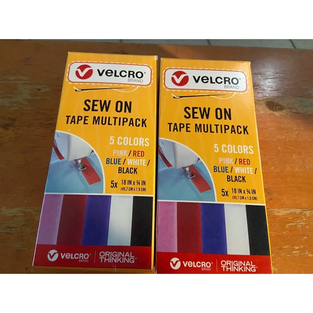 (2 Packs) NIP VELCRO Brand Sew On Tape Multipack 5 Colors 5X 18 in x 3/4 in.
